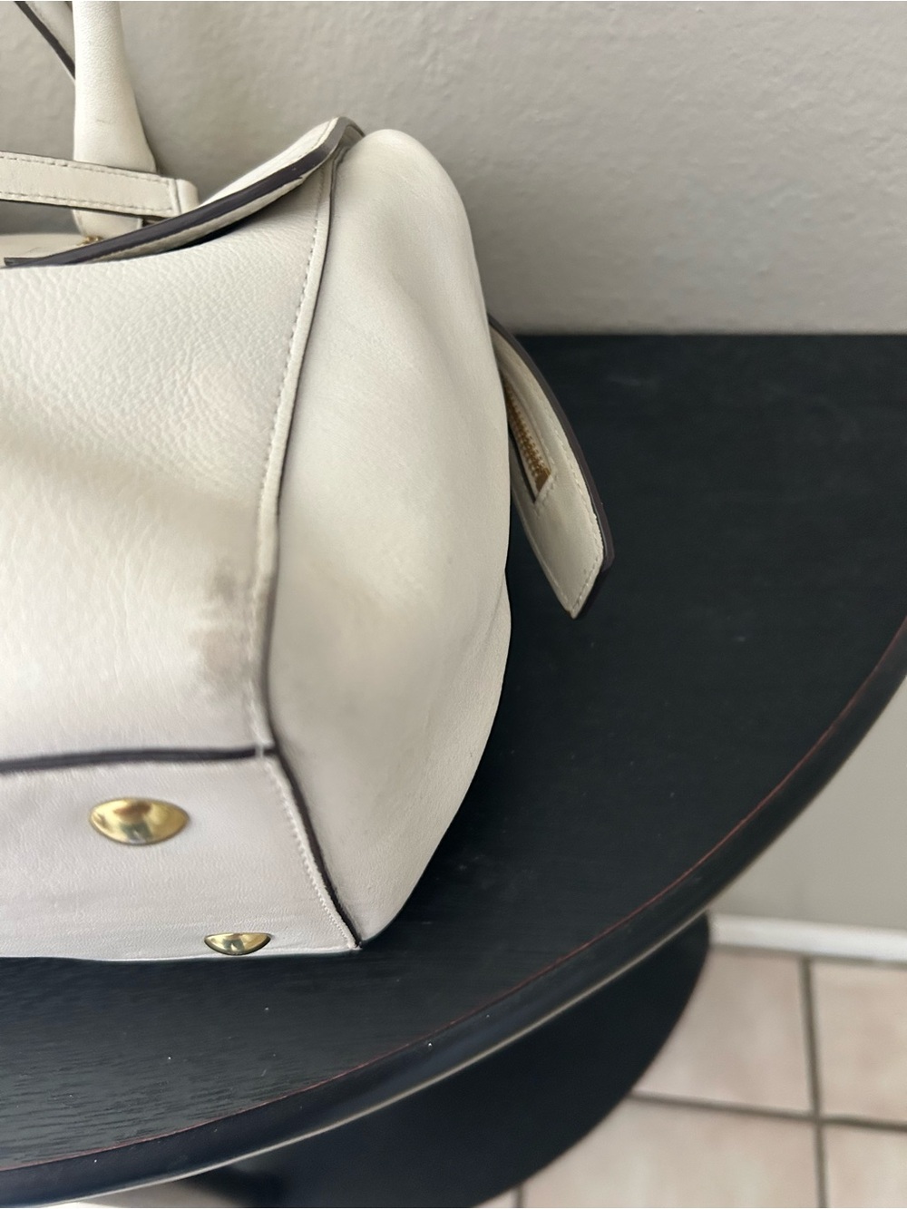 Coach Cream Leather Satchel with Tassels and Gold Hardware - Picture 13 of 16